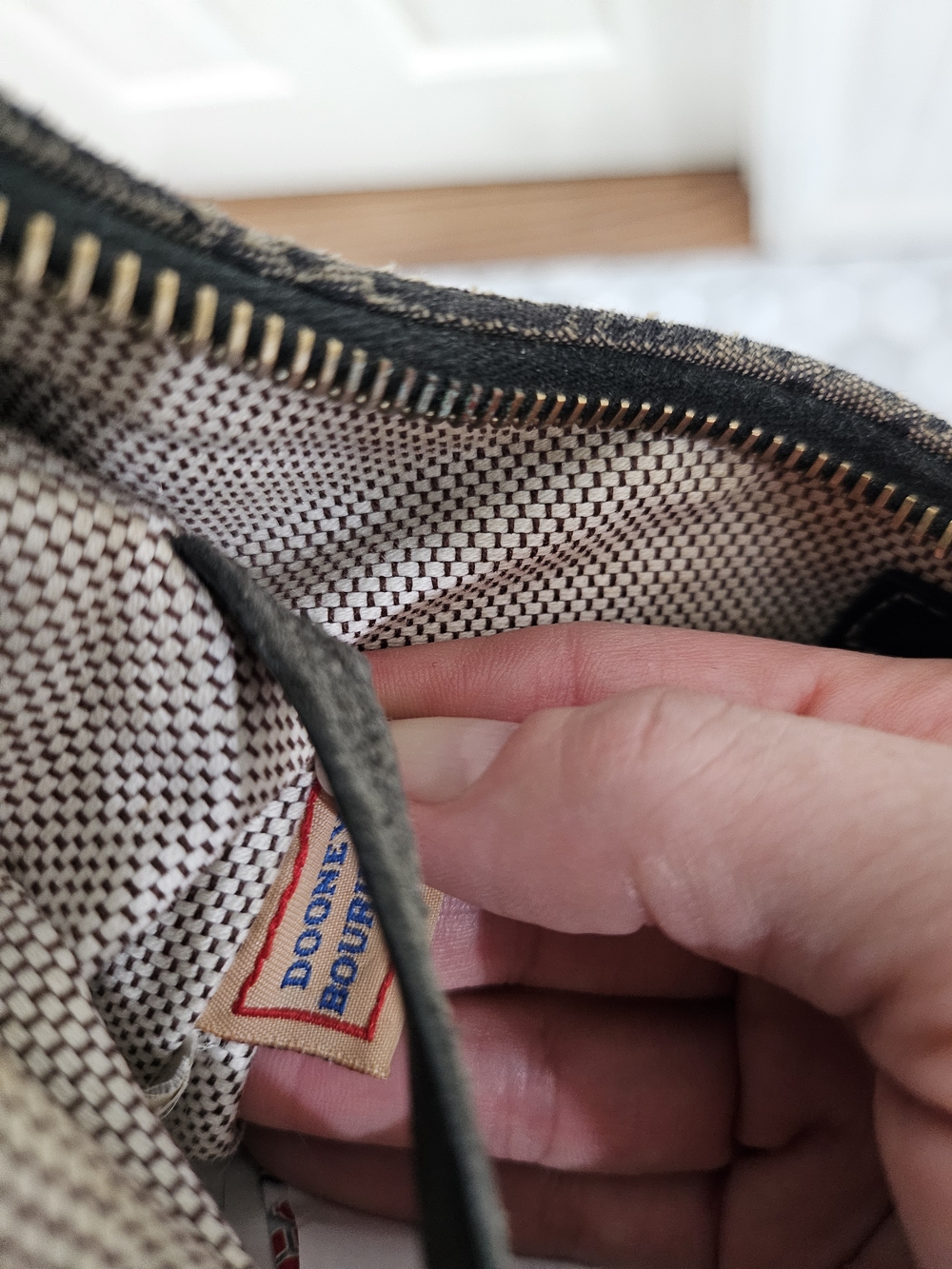 Dooney BOURKE Gray Canvas small Hobo Bag with Black Strap. - Picture 6 of 12